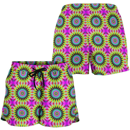 Optical illusion Flower Rainbow Style Women Shorts-JTAMIGO.COM