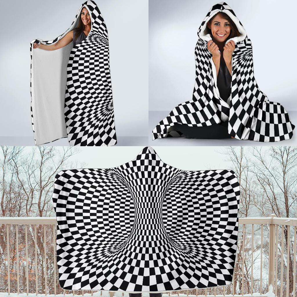 Optical illusion Projection Torus Hooded Blanket-JTAMIGO.COM