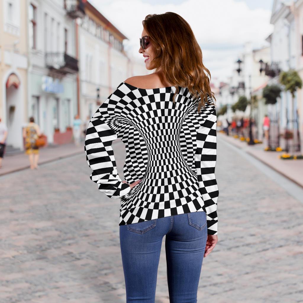 Optical illusion Projection Torus Off Shoulder Sweatshirt