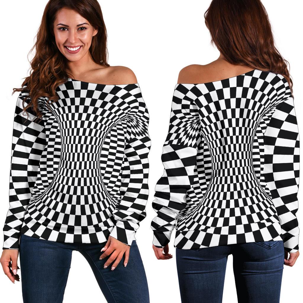 Optical illusion Projection Torus Off Shoulder Sweatshirt