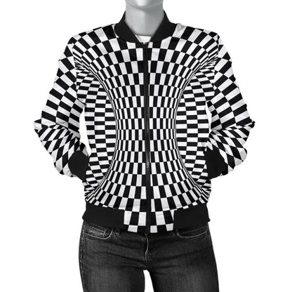 Optical illusion Projection Torus Women Casual Bomber Jacket