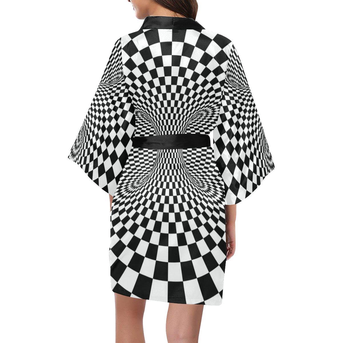 Optical illusion Projection Torus Women Short Kimono Robe