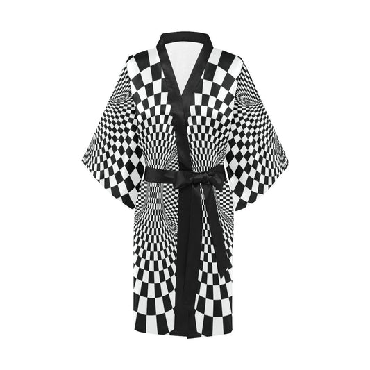Optical illusion Projection Torus Women Short Kimono Robe