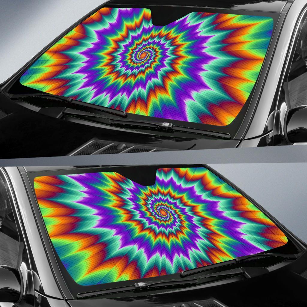 Optical Illusion Pulsing Fiery Spirals Car Sun Shade For Windshield
