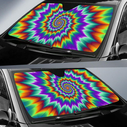 Optical Illusion Pulsing Fiery Spirals Car Sun Shade For Windshield