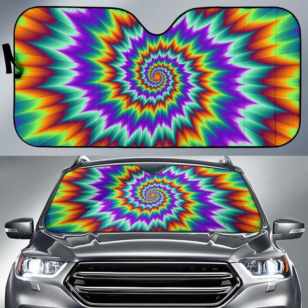 Optical Illusion Pulsing Fiery Spirals Car Sun Shade For Windshield