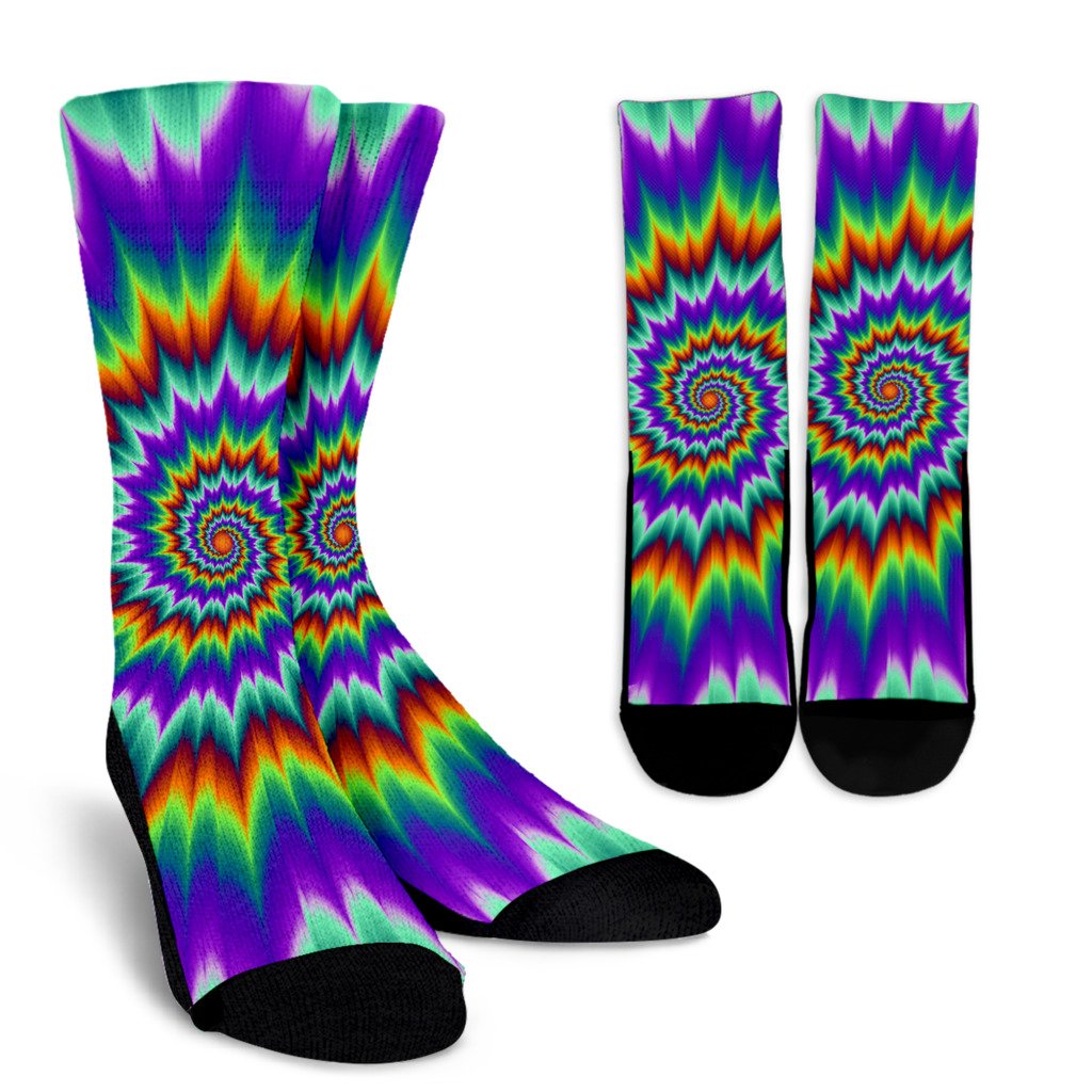 Optical illusion Pulsing fiery spirals Crew Socks