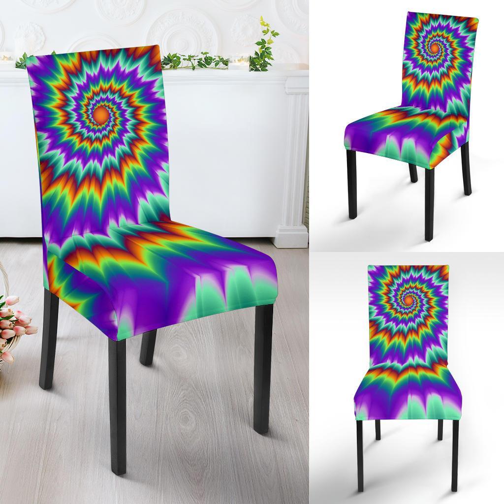 Optical illusion Pulsing fiery spirals Dining Chair Slipcover-JTAMIGO.COM
