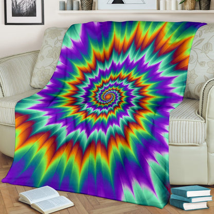 Optical illusion Pulsing Fiery Spirals Fleece Blanket