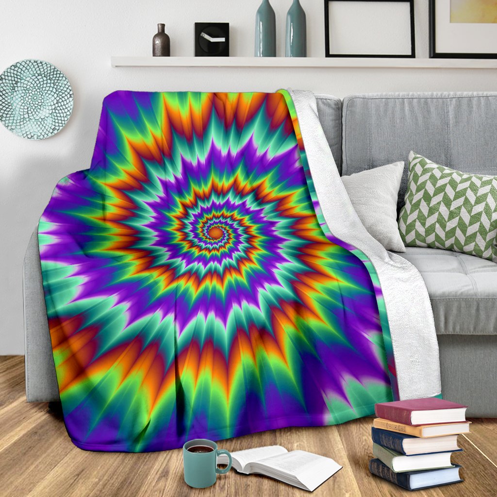 Optical illusion Pulsing Fiery Spirals Fleece Blanket