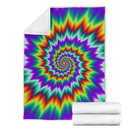 Optical illusion Pulsing Fiery Spirals Fleece Blanket