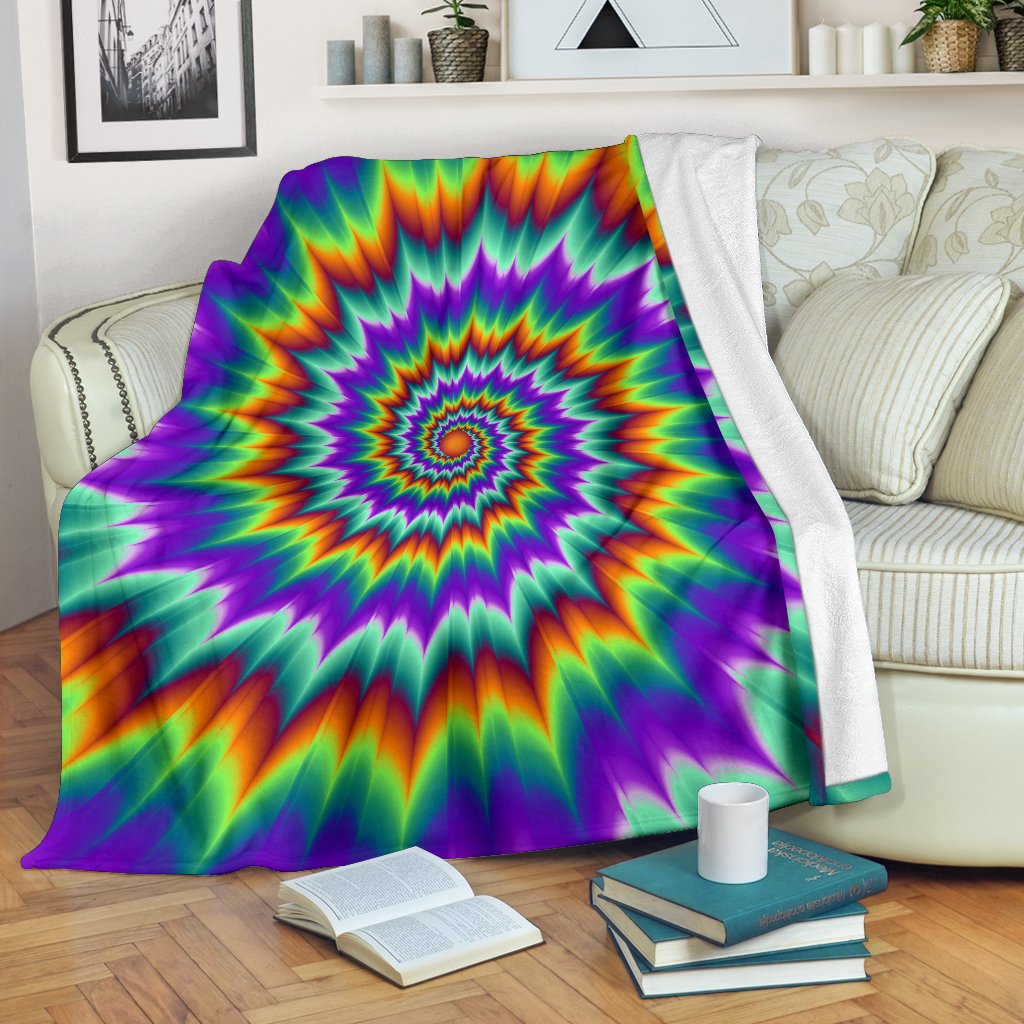 Optical illusion Pulsing Fiery Spirals Fleece Blanket