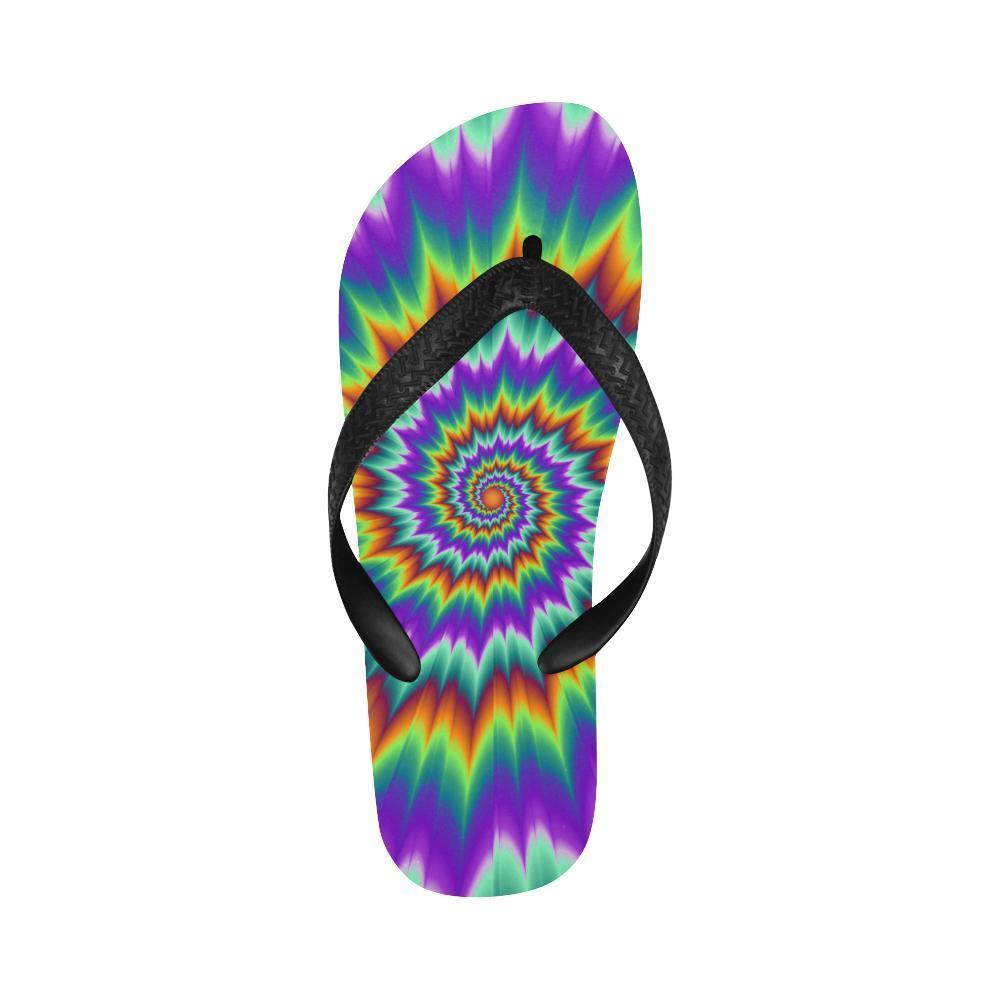 Optical illusion Pulsing fiery spirals Flip Flops-JTAMIGO.COM