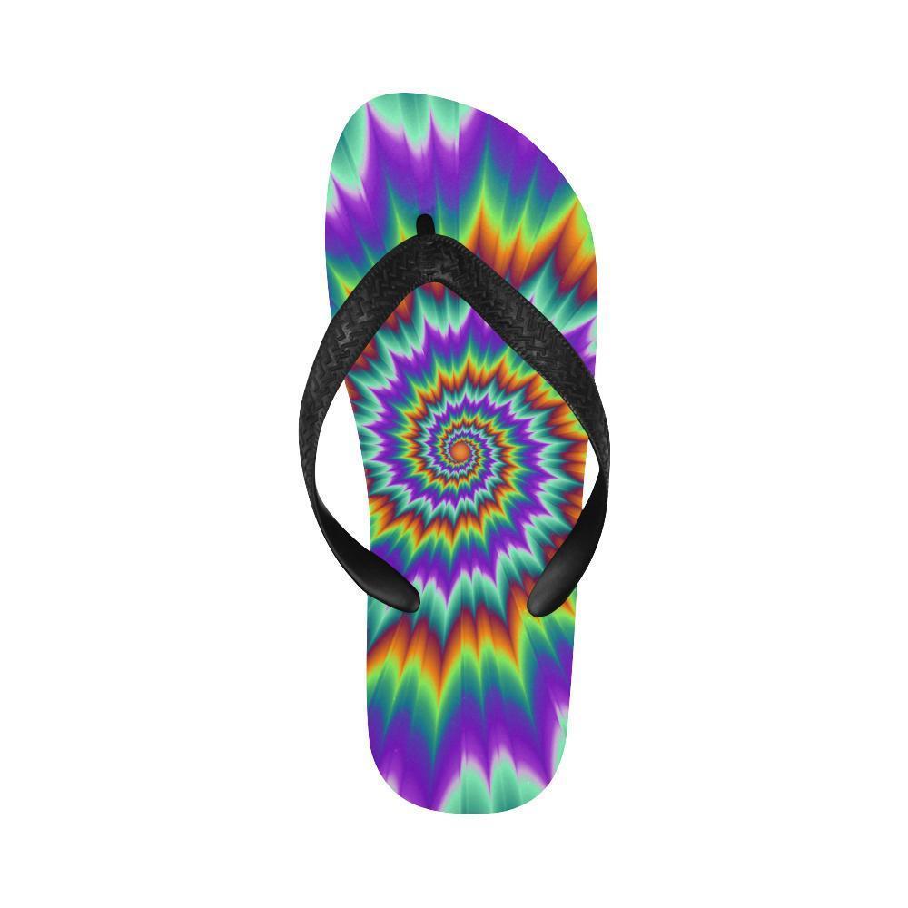 Optical illusion Pulsing fiery spirals Flip Flops-JTAMIGO.COM