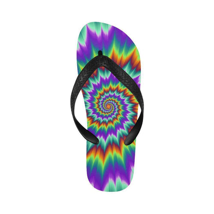 Optical illusion Pulsing fiery spirals Flip Flops-JTAMIGO.COM