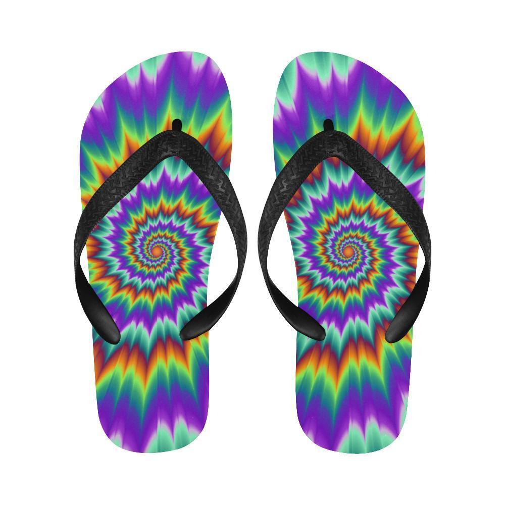 Optical illusion Pulsing fiery spirals Flip Flops-JTAMIGO.COM
