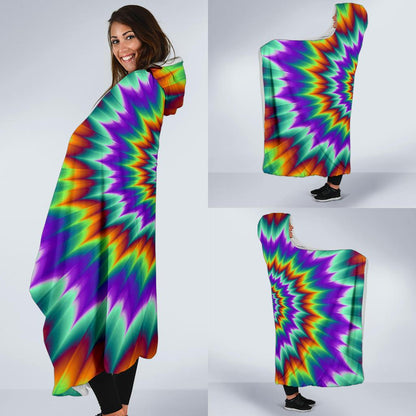 Optical illusion Pulsing fiery spirals Hooded Blanket-JTAMIGO.COM