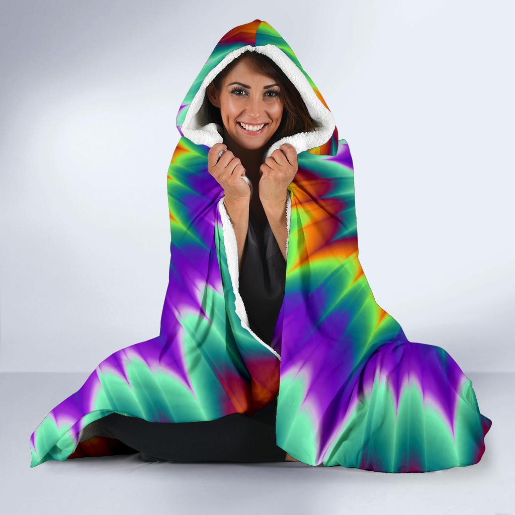 Optical illusion Pulsing fiery spirals Hooded Blanket-JTAMIGO.COM