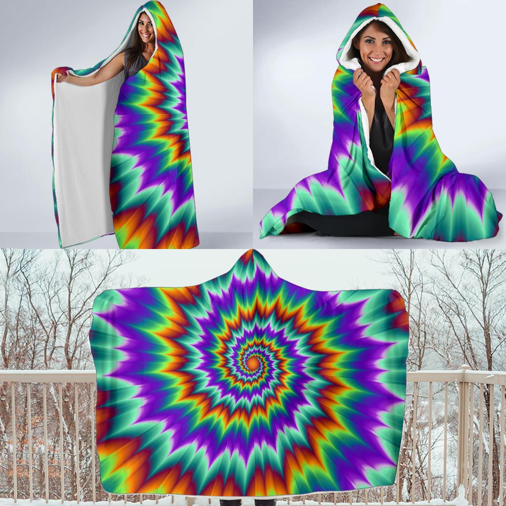 Optical illusion Pulsing fiery spirals Hooded Blanket-JTAMIGO.COM