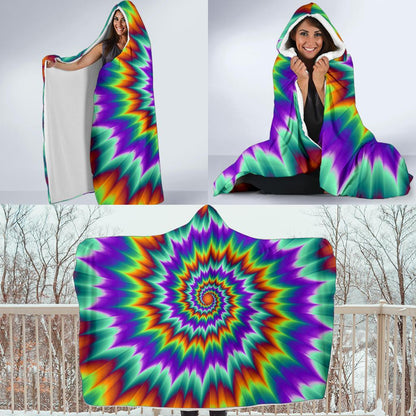 Optical illusion Pulsing fiery spirals Hooded Blanket-JTAMIGO.COM