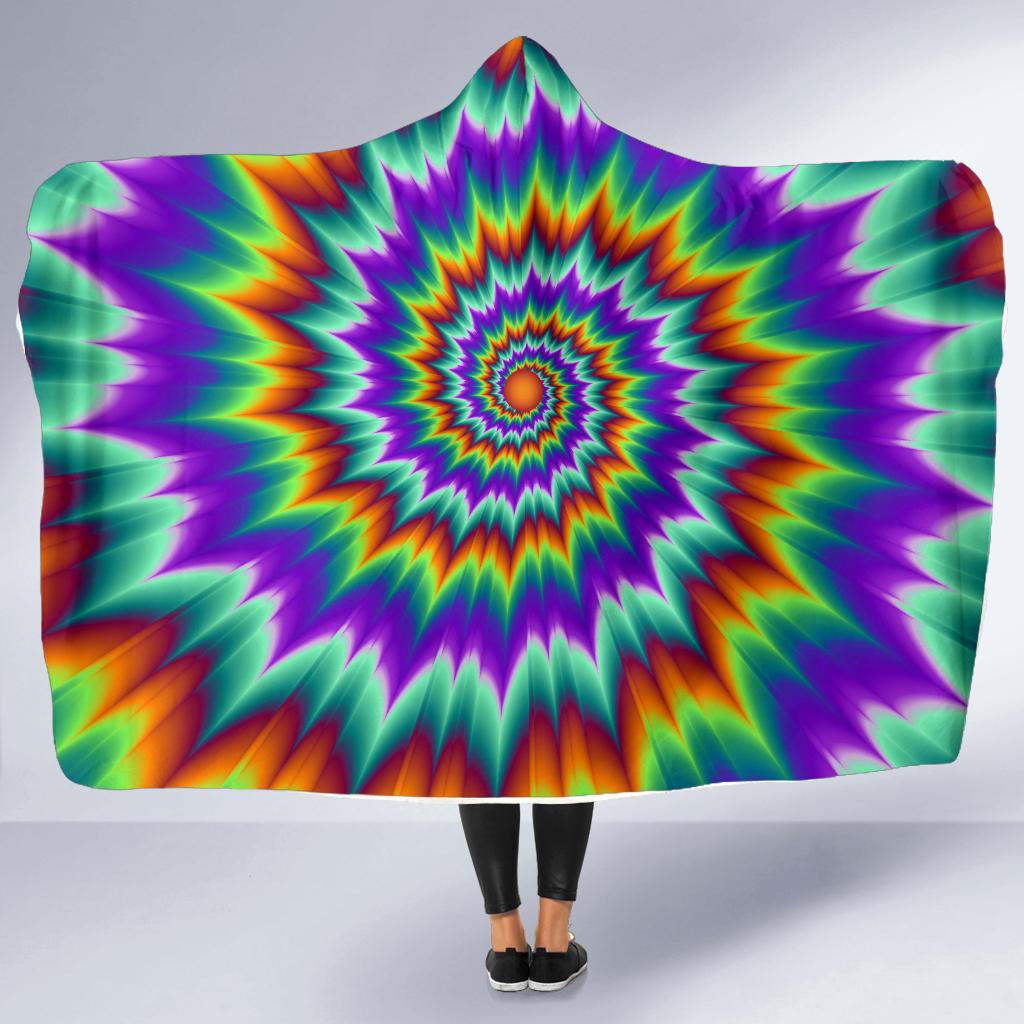 Optical illusion Pulsing fiery spirals Hooded Blanket-JTAMIGO.COM