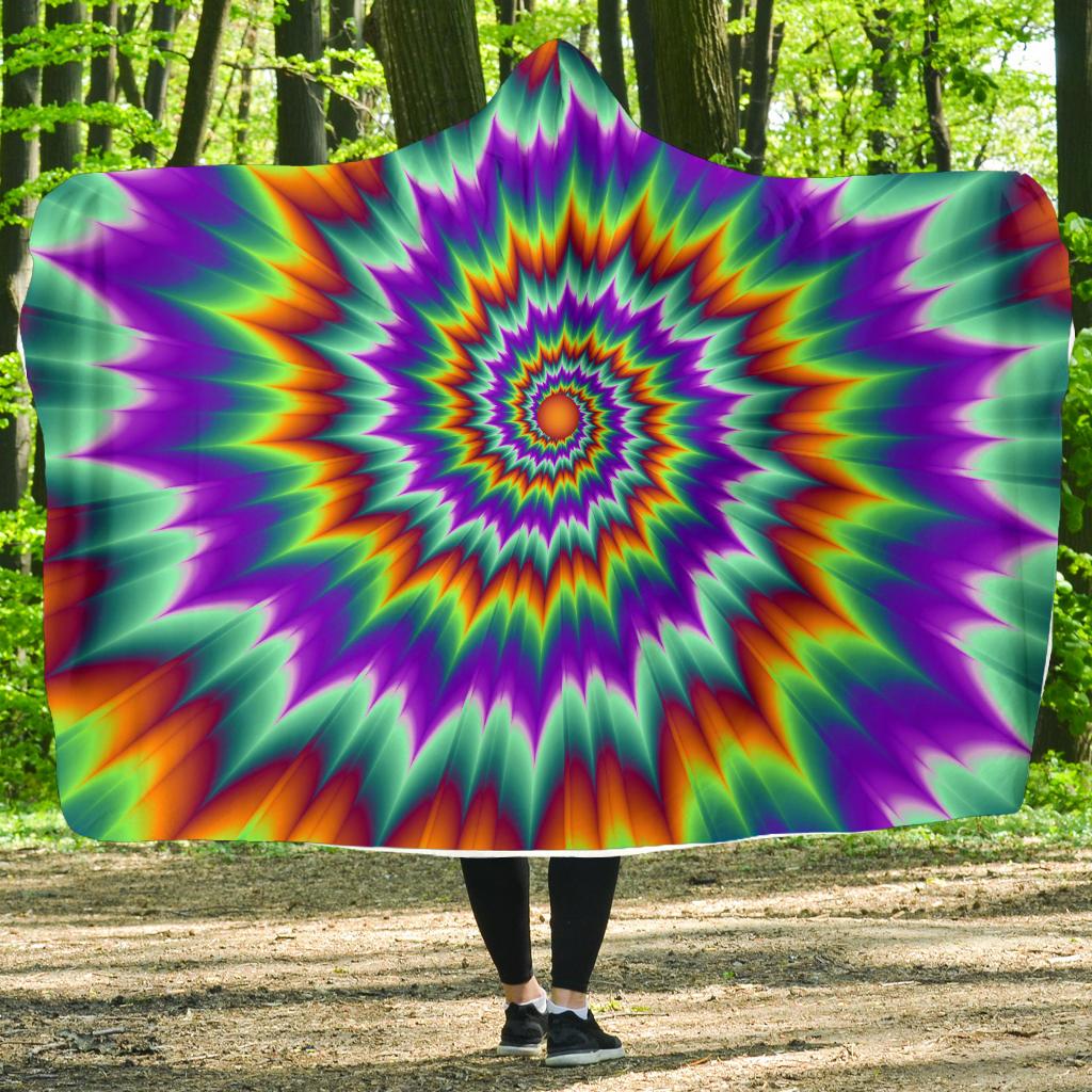 Optical illusion Pulsing fiery spirals Hooded Blanket-JTAMIGO.COM