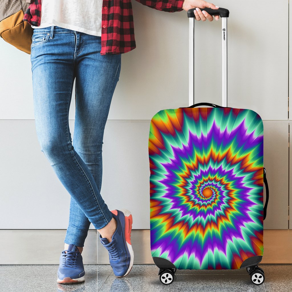 Optical Illusion Pulsing Fiery Spirals Luggage Cover Protector