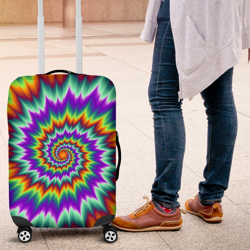 Optical Illusion Pulsing Fiery Spirals Luggage Cover Protector