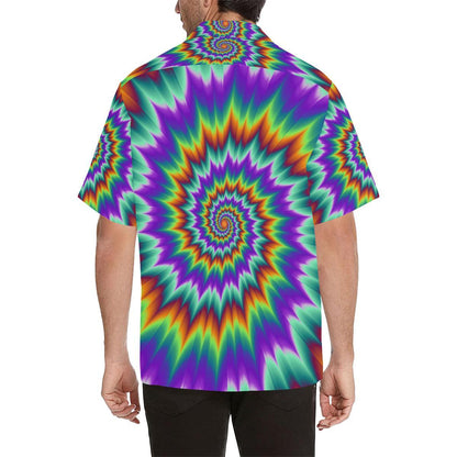 Optical illusion Pulsing fiery spirals Men Aloha Hawaiian Shirt