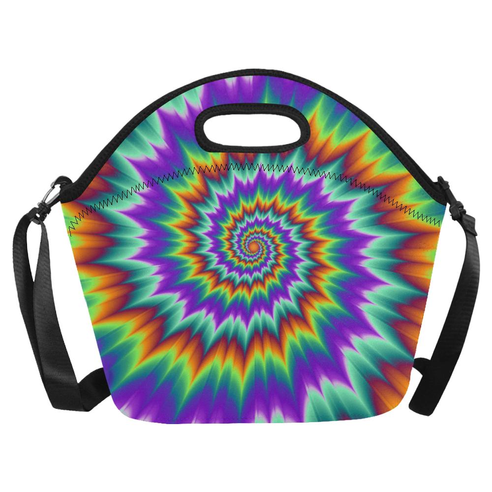 Optical illusion Pulsing fiery spirals Neoprene Lunch Bag (Model 1669)(Large)-JTAMIGO.COM