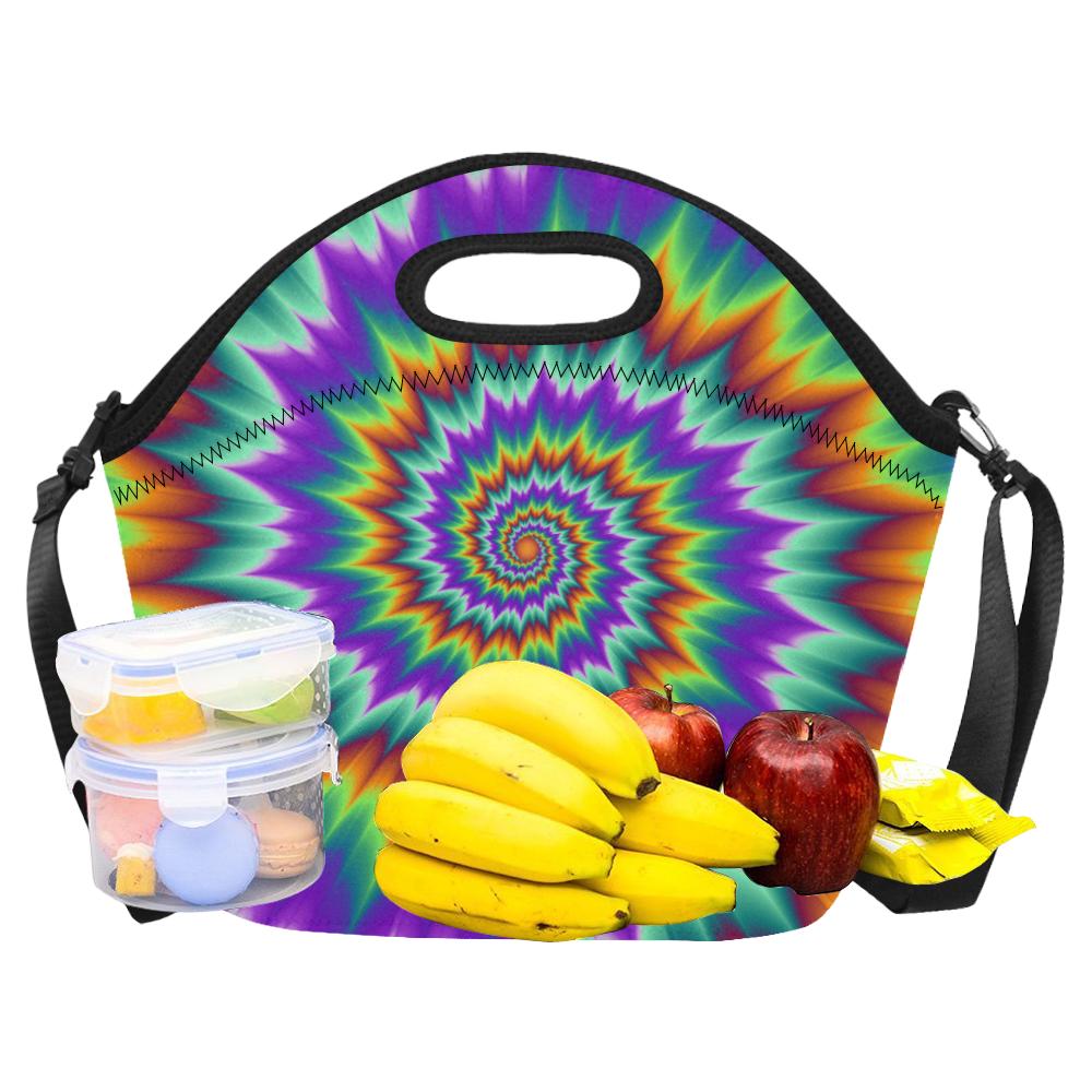 Optical illusion Pulsing fiery spirals Neoprene Lunch Bag (Model 1669)(Large)-JTAMIGO.COM