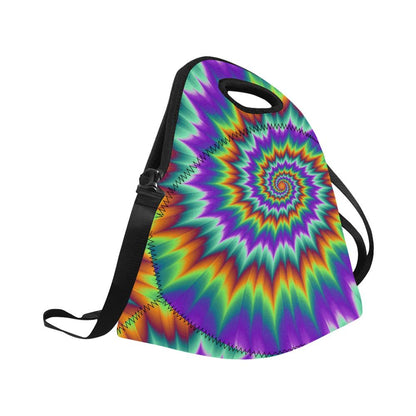 Optical illusion Pulsing fiery spirals Neoprene Lunch Bag (Model 1669)(Large)-JTAMIGO.COM