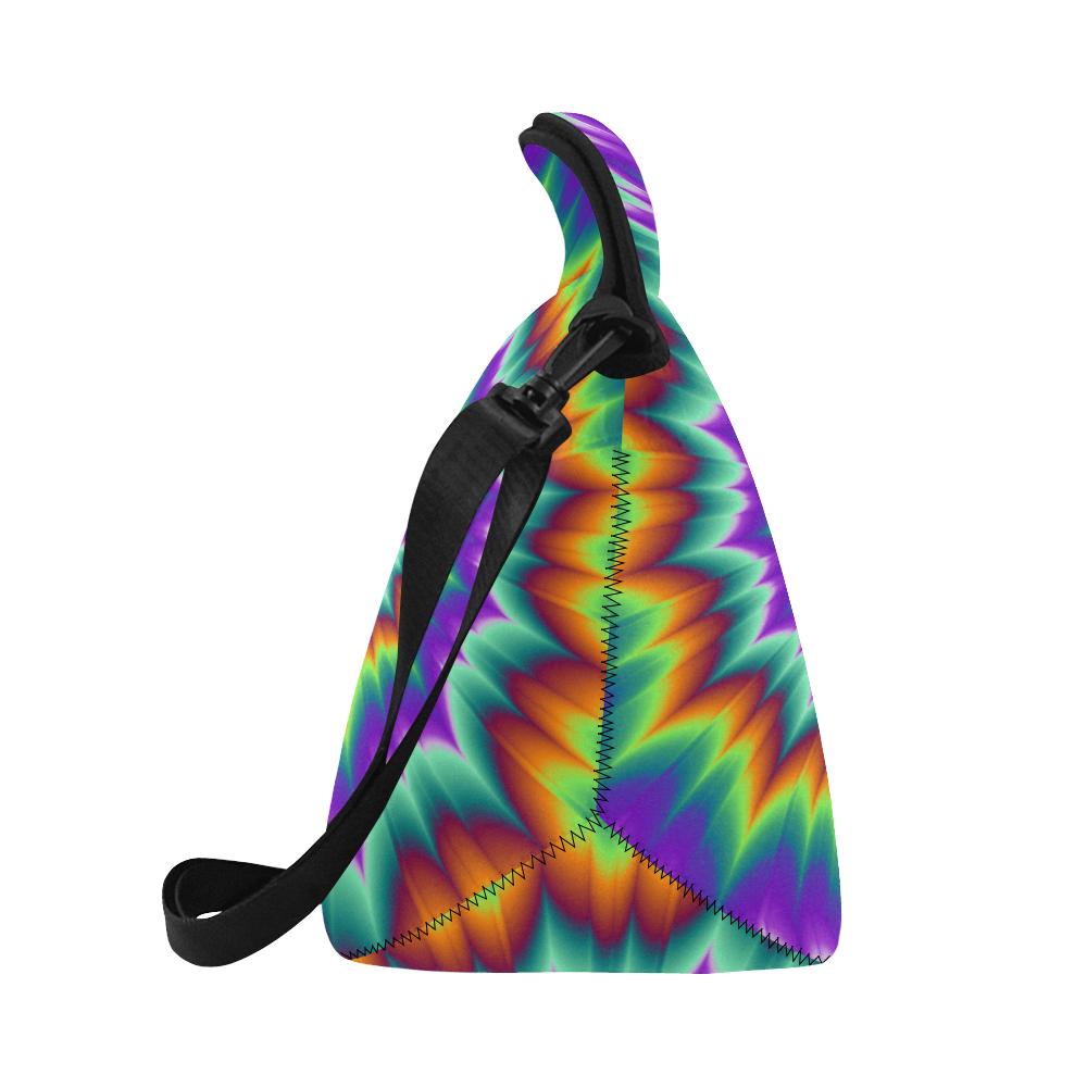 Optical illusion Pulsing fiery spirals Neoprene Lunch Bag (Model 1669)(Large)-JTAMIGO.COM