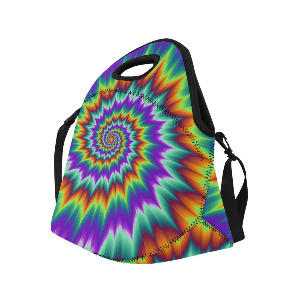 Optical illusion Pulsing fiery spirals Neoprene Lunch Bag (Model 1669)(Large)-JTAMIGO.COM