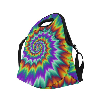 Optical illusion Pulsing fiery spirals Neoprene Lunch Bag (Model 1669)(Large)-JTAMIGO.COM
