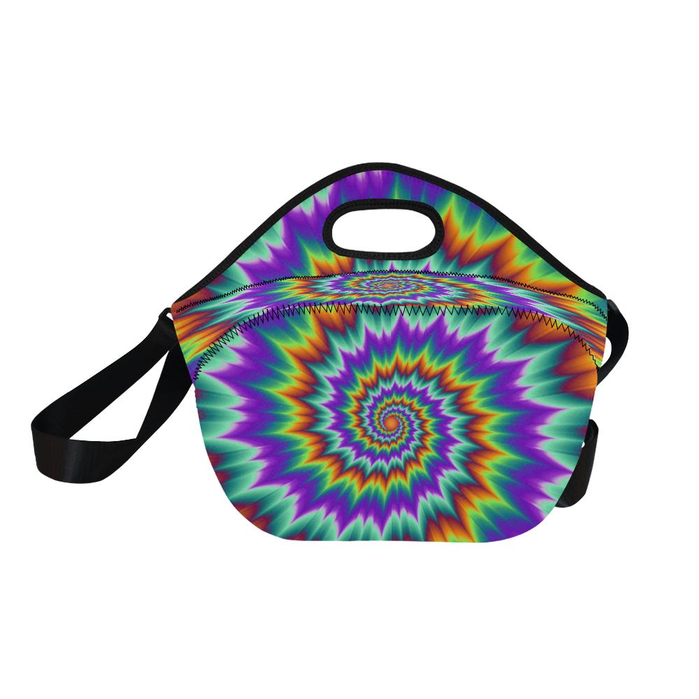 Optical illusion Pulsing fiery spirals Neoprene Lunch Bag (Model 1669)(Large)-JTAMIGO.COM