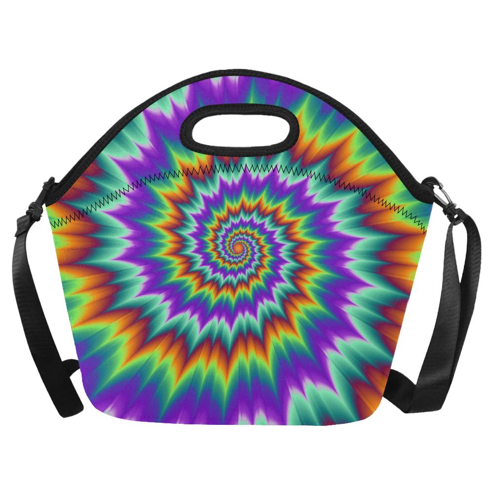 Optical illusion Pulsing fiery spirals Neoprene Lunch Bag (Model 1669)(Large)-JTAMIGO.COM