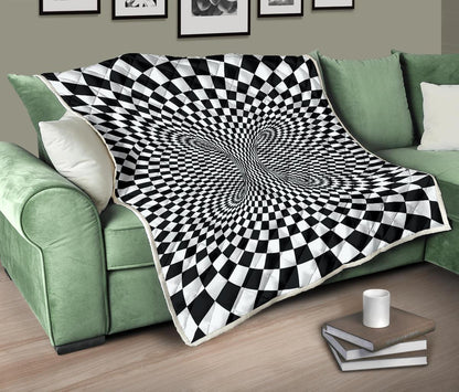 Optical illusion Pulsing fiery spirals Premium Quilt-JTAMIGO.COM