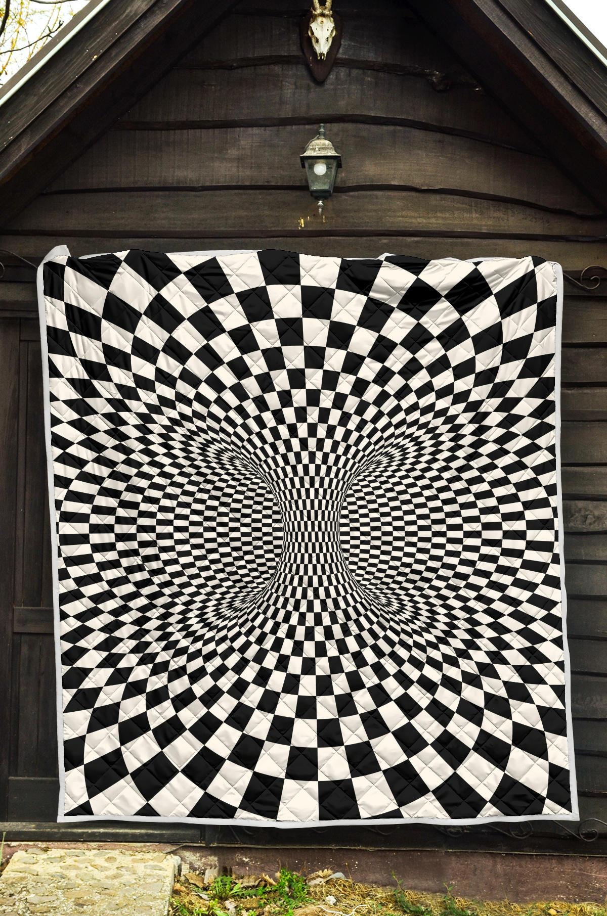 Optical illusion Pulsing fiery spirals Premium Quilt-JTAMIGO.COM