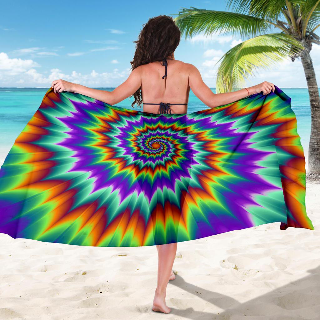 Optical illusion Pulsing fiery spirals Sarong Pareo Wrap