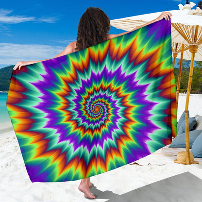 Optical illusion Pulsing fiery spirals Sarong Pareo Wrap