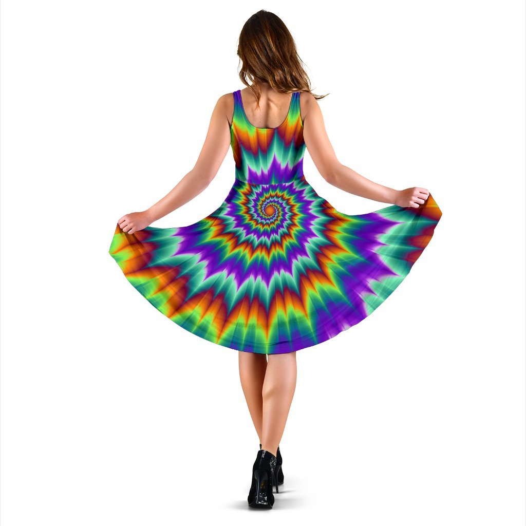 Optical illusion Pulsing Fiery Spirals Sleeveless Dress