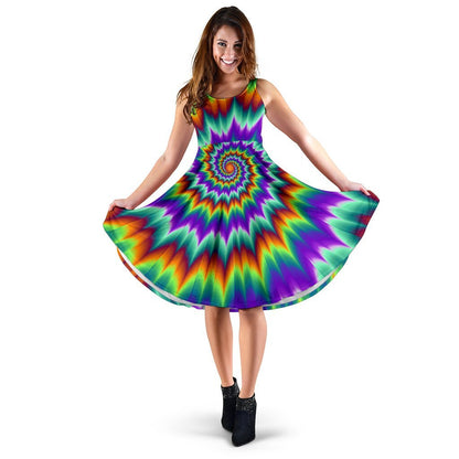 Optical illusion Pulsing Fiery Spirals Sleeveless Dress
