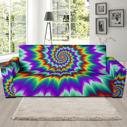 Optical illusion Pulsing fiery spirals Sofa Slipcover-JTAMIGO.COM