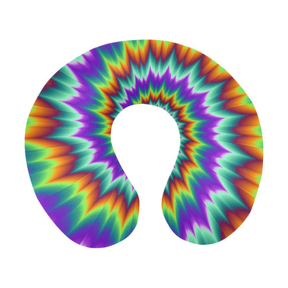 Optical illusion Pulsing fiery spirals U-Shaped Travel Neck Pillow-JTAMIGO.COM