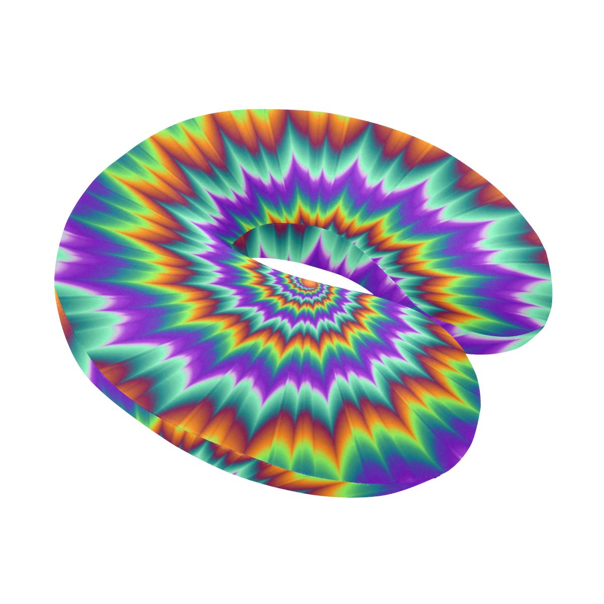 Optical illusion Pulsing fiery spirals U-Shaped Travel Neck Pillow-JTAMIGO.COM