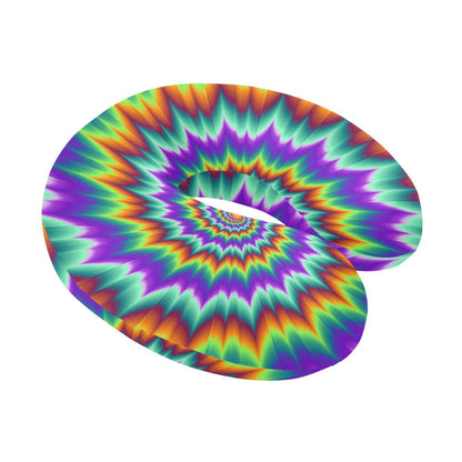 Optical illusion Pulsing fiery spirals U-Shaped Travel Neck Pillow-JTAMIGO.COM