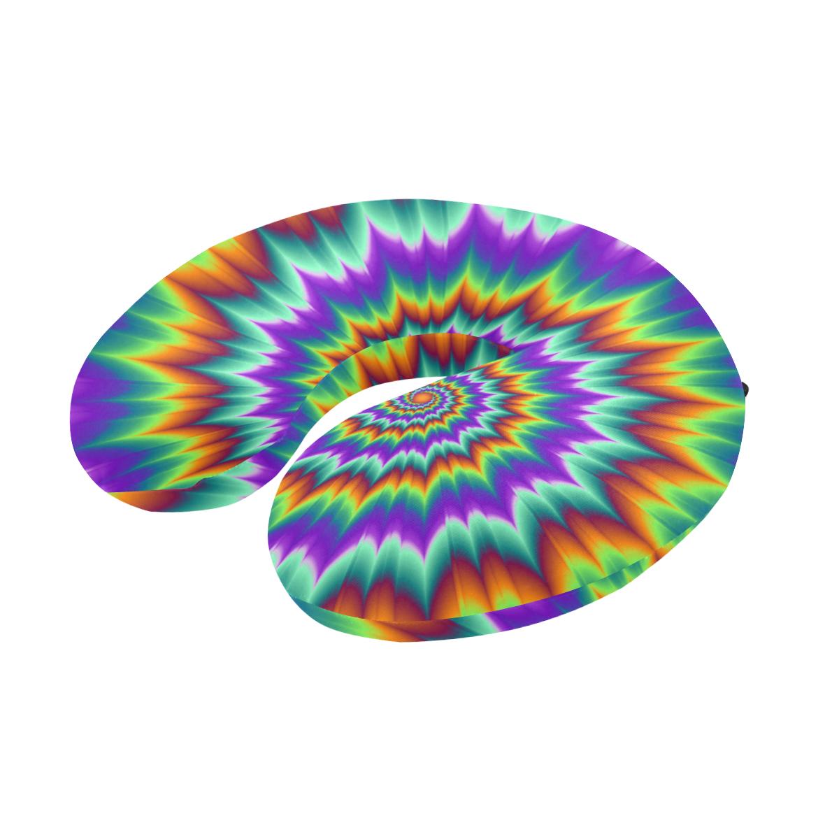 Optical illusion Pulsing fiery spirals U-Shaped Travel Neck Pillow-JTAMIGO.COM