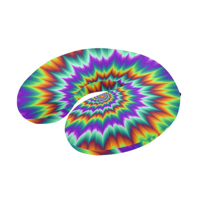 Optical illusion Pulsing fiery spirals U-Shaped Travel Neck Pillow-JTAMIGO.COM