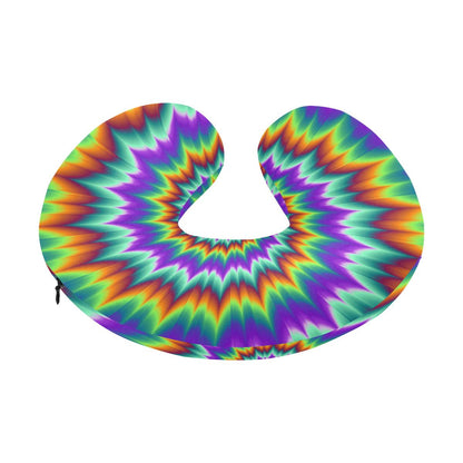 Optical illusion Pulsing fiery spirals U-Shaped Travel Neck Pillow-JTAMIGO.COM